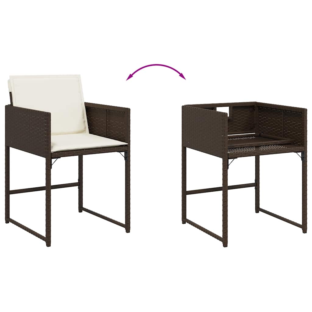 Set da Pranzo da Giardino 11 pz con Cuscini Polyrattan Marrone | homemem39