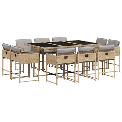 Set Pranzo da Giardino 11 pz con Cuscini Beige Misto Polyrattan | homemem39