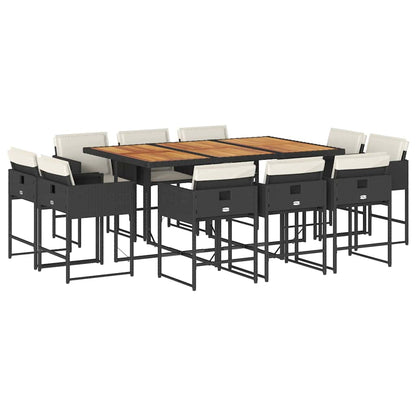 Set da Pranzo da Giardino 11 pz con Cuscini in Polyrattan Nero | homemem39