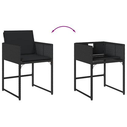 Set da Pranzo da Giardino 13pz con Cuscini Nero in Polyrattan | homemem39