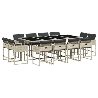Set da Pranzo da Giardino 13pz con Cuscini Grigio in Polyrattan | homemem39
