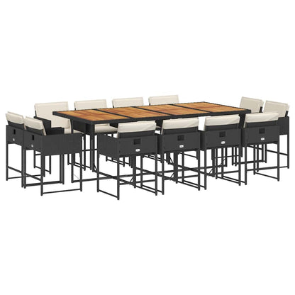 Set da Pranzo da Giardino 13pz con Cuscini Nero in Polyrattan | homemem39