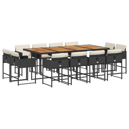 Set da Pranzo da Giardino 13pz con Cuscini Nero in Polyrattan - homemem39
