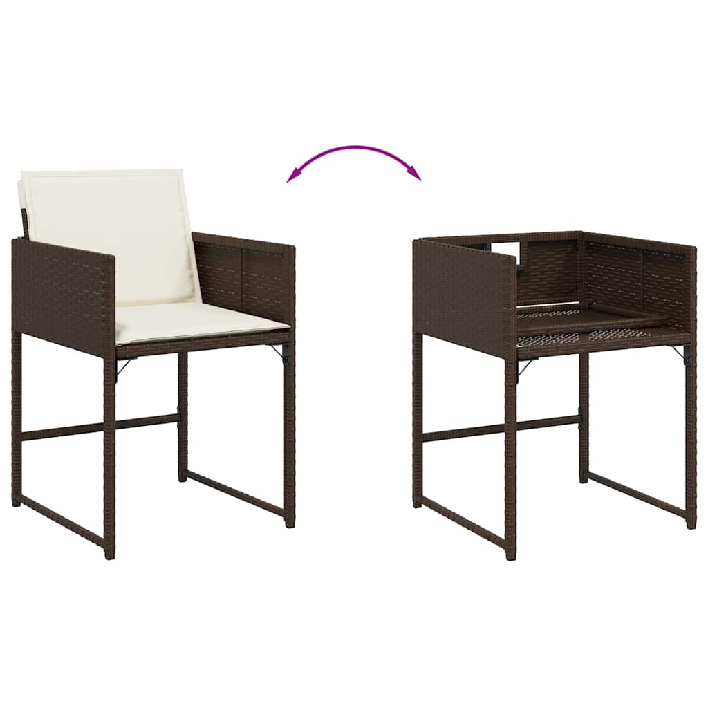 Set da Pranzo da Giardino 15 pz con Cuscini Marrone Polyrattan | homemem39