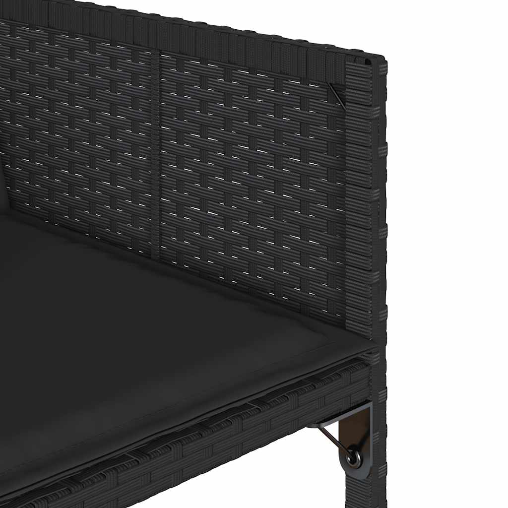 Set da Pranzo da Giardino 17 pz con Cuscini Nero in Polyrattan | homemem39