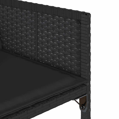 Set da Pranzo da Giardino 17 pz con Cuscini Nero in Polyrattan | homemem39