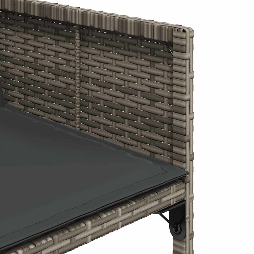 Set da Pranzo da Giardino 17pz con Cuscini Grigio in Polyrattan | homemem39