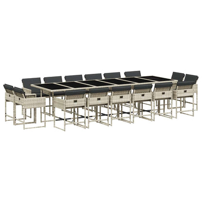 Set da Pranzo da Giardino 17pz con Cuscini Grigio in Polyrattan | homemem39