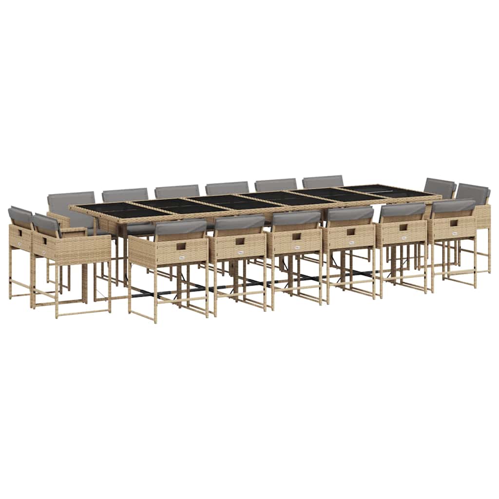 Set Pranzo da Giardino 17 pz con Cuscini Beige Misto Polyrattan | homemem39