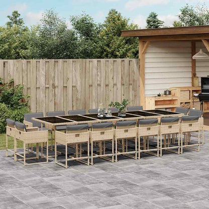 Set Pranzo da Giardino 17 pz con Cuscini Beige Misto Polyrattan | homemem39