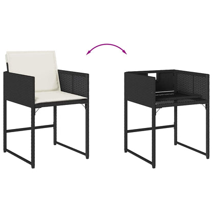 Set da Pranzo da Giardino 17 pz con Cuscini Nero in Polyrattan | homemem39
