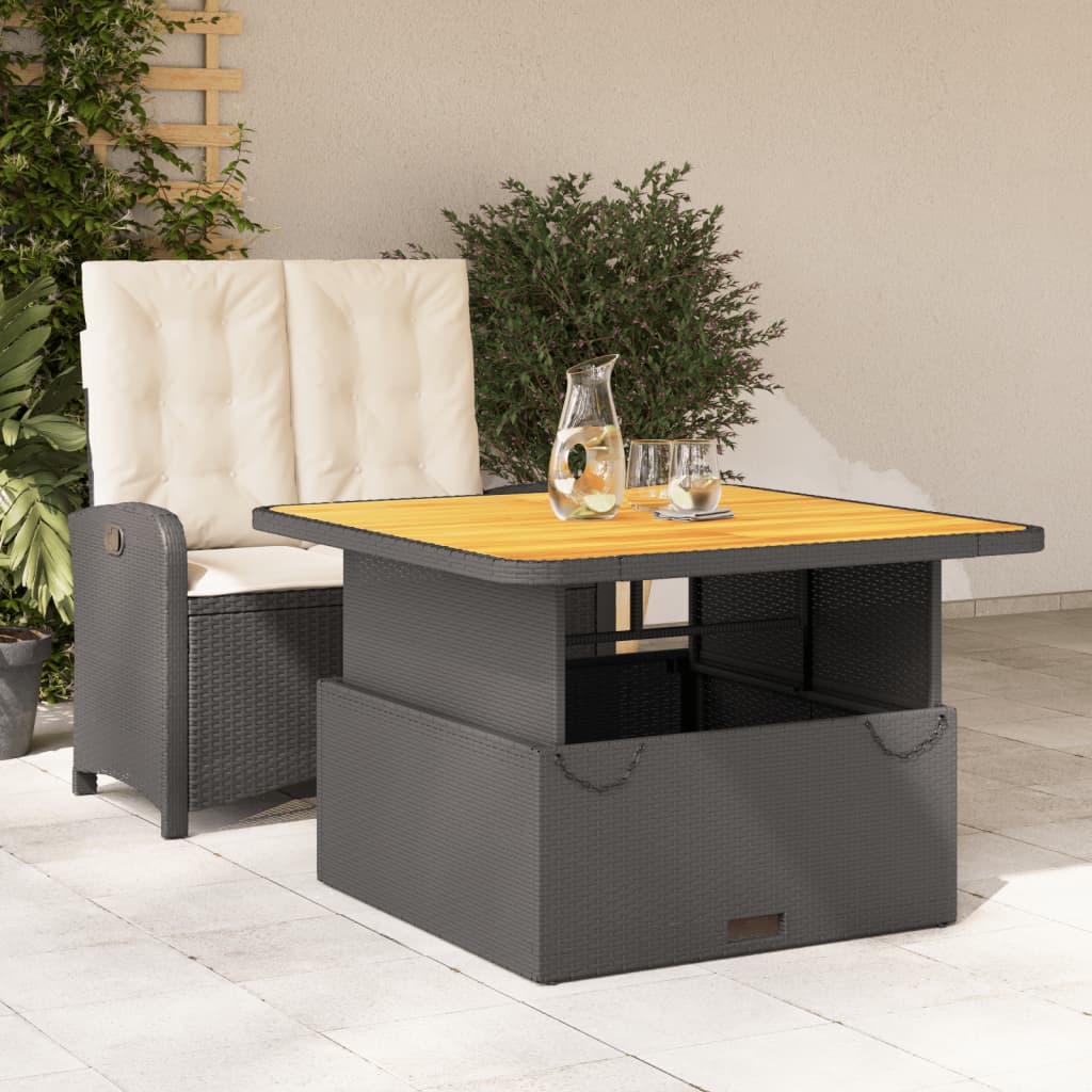 Set da Pranzo da Giardino 2 pz con Cuscini Nero in Polyrattan | homemem39