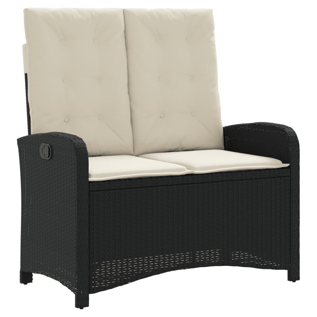 Set da Pranzo da Giardino 4 pz con Cuscini Nero in Polyrattan | homemem39