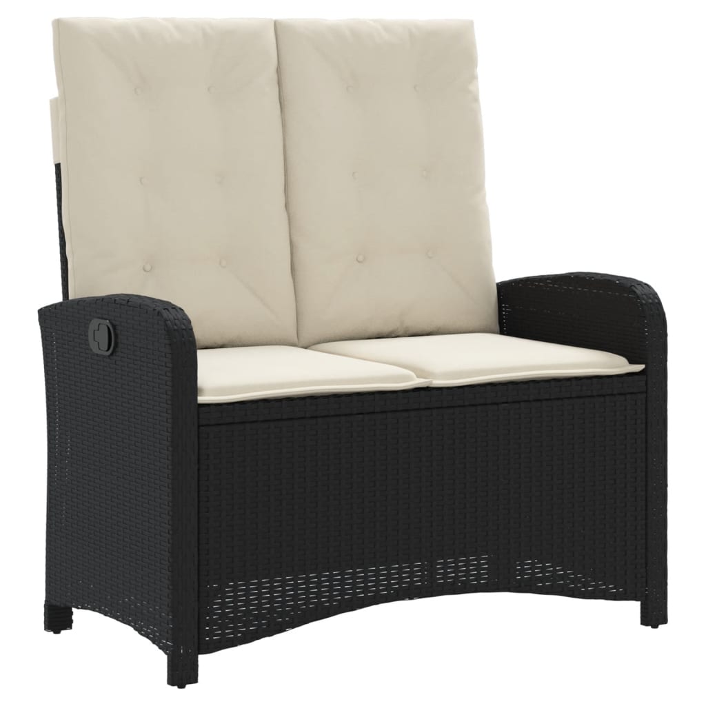 Set da Pranzo da Giardino 2 pz con Cuscini Nero in Polyrattan | homemem39