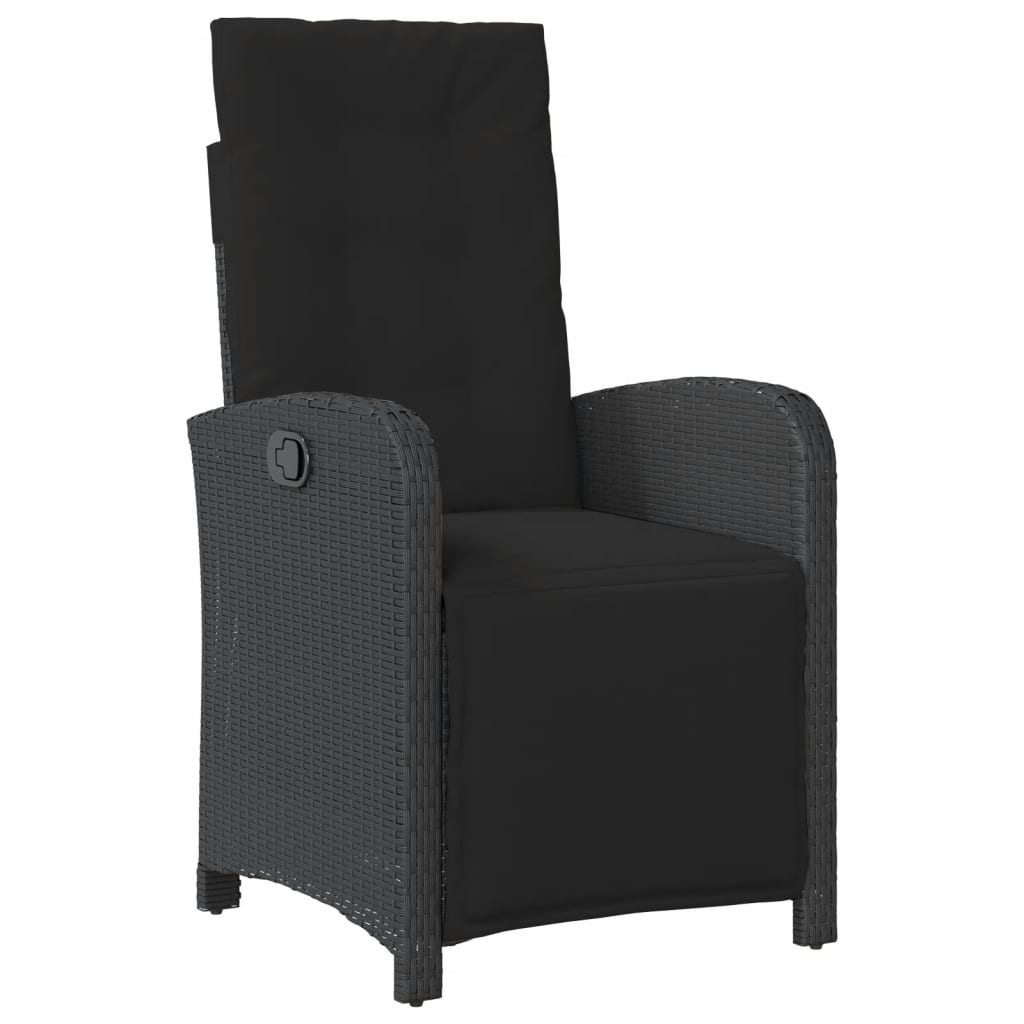 Set da Pranzo da Giardino 5 pz Nero con Cuscini in Polyrattan - homemem39
