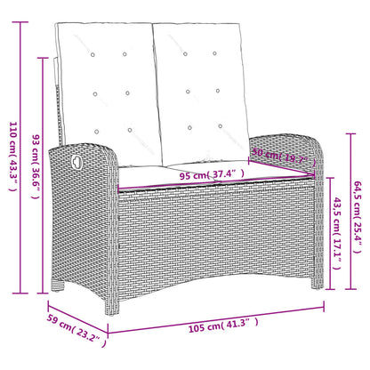 Set da Pranzo da Giardino 2 pz con Cuscini Nero in Polyrattan | homemem39