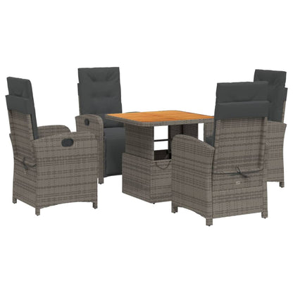 Set da Pranzo da Giardino 5 pz con Cuscini in Polyrattan Grigio | homemem39