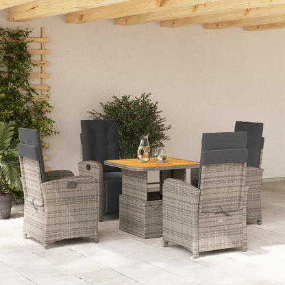 Set da Pranzo da Giardino 5 pz con Cuscini in Polyrattan Grigio | homemem39