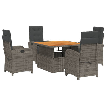 Set da Pranzo da Giardino 5 pz con Cuscini in Polyrattan Grigio | homemem39