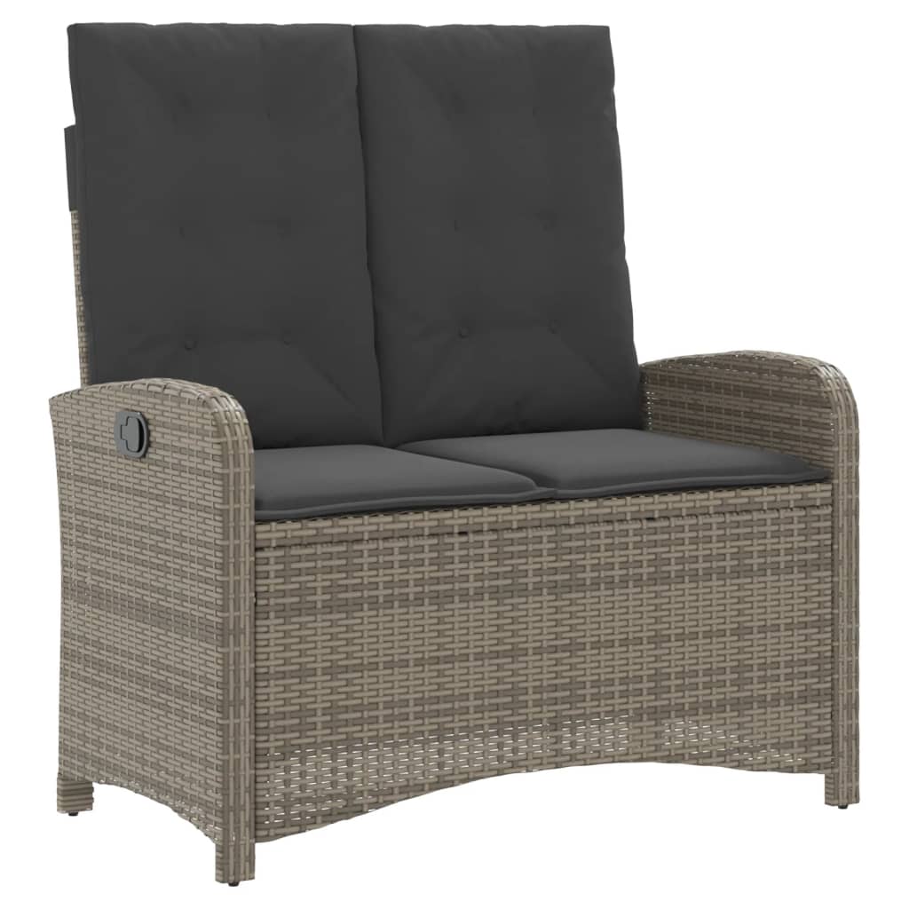 Set da Pranzo da Giardino 2 pz con Cuscini in Polyrattan Grigio | homemem39