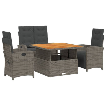 Set da Pranzo da Giardino 4 pz con Cuscini in Polyrattan Grigio | homemem39