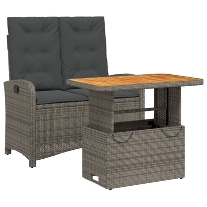 Set da Pranzo da Giardino 2 pz con Cuscini in Polyrattan Grigio | homemem39