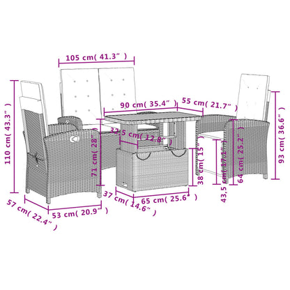 Set da Pranzo da Giardino 4 pz con Cuscini in Polyrattan Grigio - homemem39