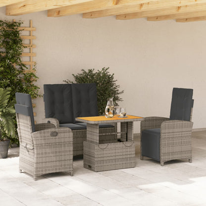Set da Pranzo da Giardino 4 pz con Cuscini in Polyrattan Grigio | homemem39