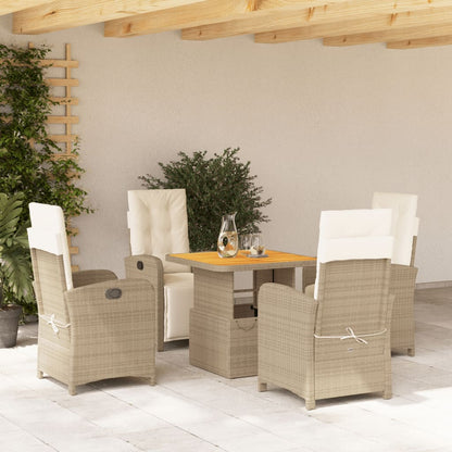 Set da Pranzo da Giardino 5 pz con Cuscini Beige in Polyrattan - homemem39