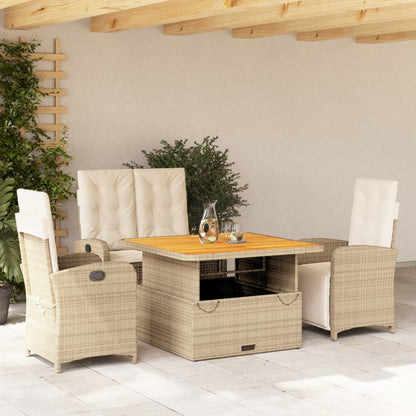 Set da Pranzo da Giardino 4 pz con Cuscini Beige in Polyrattan - homemem39