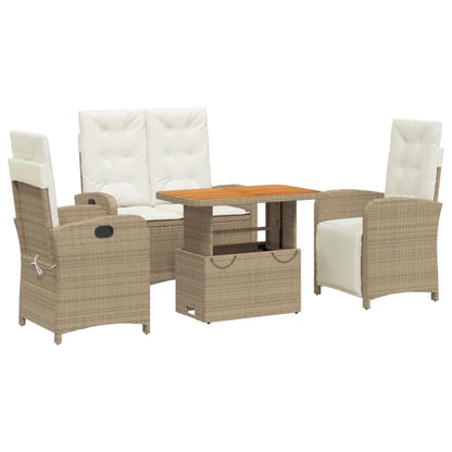 Set da Pranzo da Giardino 4 pz con Cuscini Beige in Polyrattan | homemem39