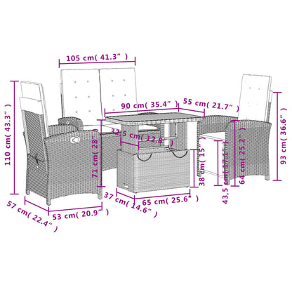 Set da Pranzo da Giardino 4 pz con Cuscini Beige in Polyrattan - homemem39