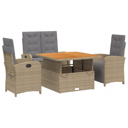 Set da Pranzo da Giardino 4 pz con Cuscini Beige in Polyrattan - homemem39