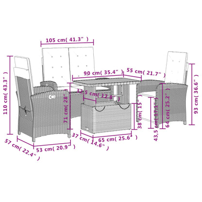 Set da Pranzo da Giardino 4 pz con Cuscini Beige in Polyrattan - homemem39