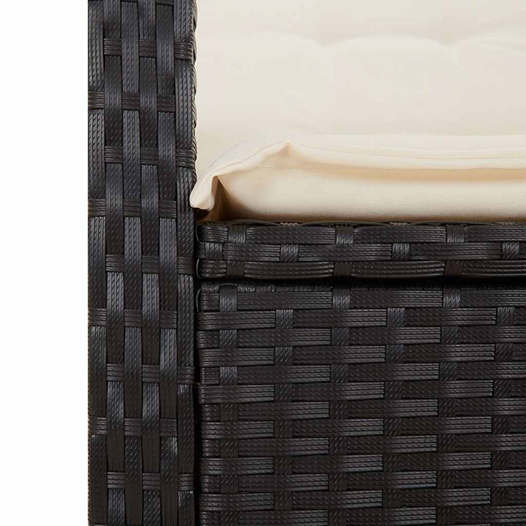 Set da Pranzo da Giardino 2 pz con Cuscini Nero in Polyrattan | homemem39