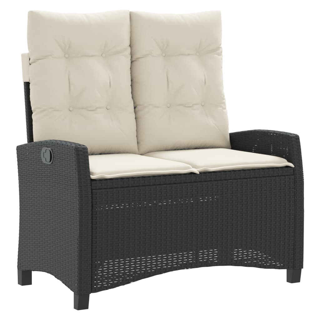Set da Pranzo da Giardino 4 pz con Cuscini Nero in Polyrattan | homemem39