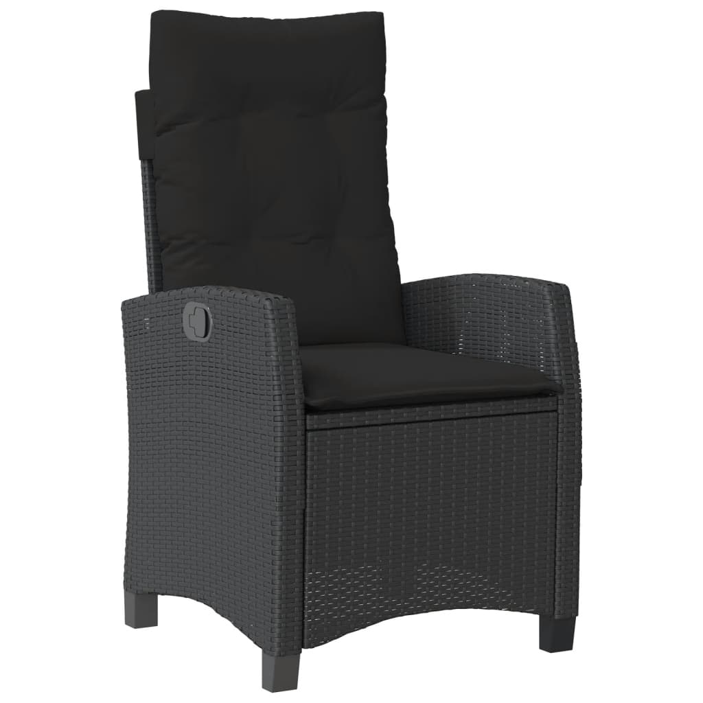 Set da Pranzo da Giardino 3 pz con Cuscini Nero in Polyrattan - homemem39
