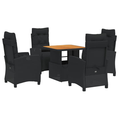 Set da Pranzo da Giardino 5 pz Nero con Cuscini in Polyrattan - homemem39