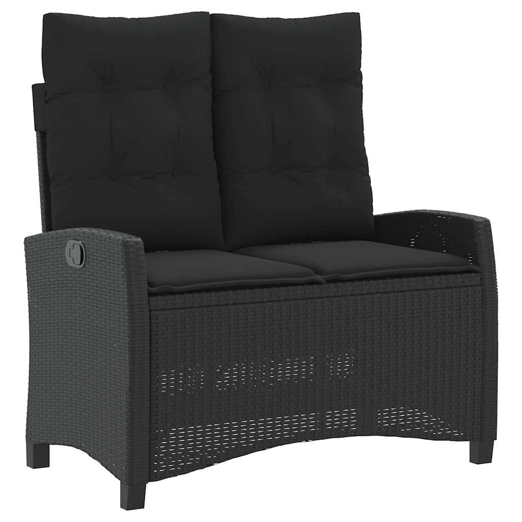 Set da Pranzo da Giardino 2 pz con Cuscini Nero in Polyrattan | homemem39