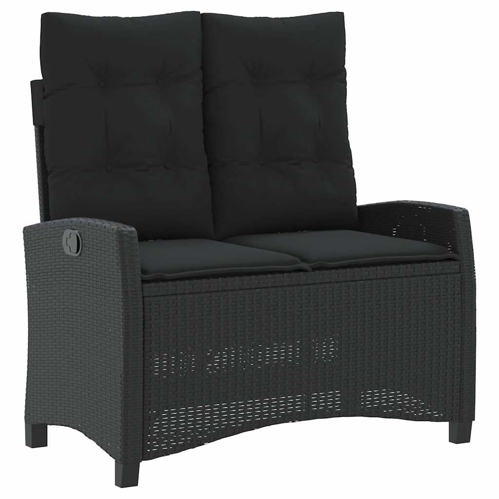 Set da Pranzo da Giardino 2 pz con Cuscini Nero in Polyrattan | homemem39