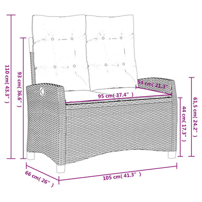 Set da Pranzo da Giardino 2 pz con Cuscini Nero in Polyrattan | homemem39