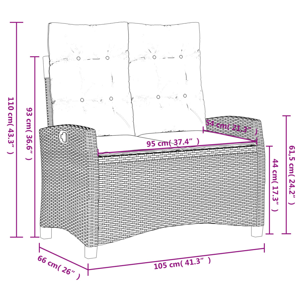 Set da Pranzo da Giardino 4 pz con Cuscini Nero in Polyrattan | homemem39