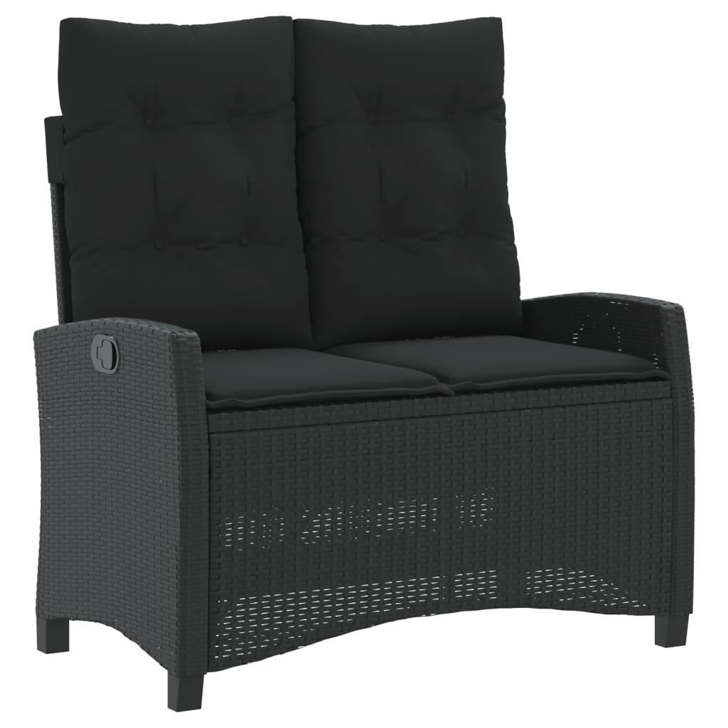 Set da Pranzo da Giardino 4 pz con Cuscini Nero in Polyrattan | homemem39
