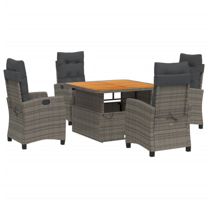 Set da Pranzo da Giardino 5 pz con Cuscini in Polyrattan Grigio | homemem39