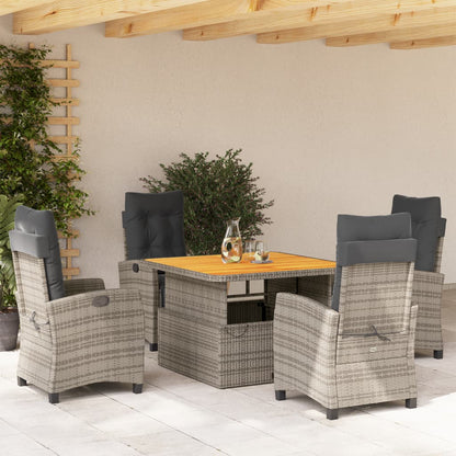Set da Pranzo da Giardino 5 pz con Cuscini in Polyrattan Grigio | homemem39