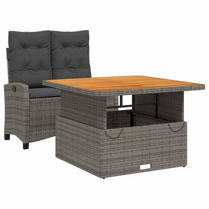Set da Pranzo da Giardino 2 pz con Cuscini in Polyrattan Grigio | homemem39