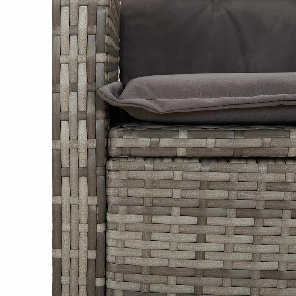 Set da Pranzo da Giardino 2 pz con Cuscini in Polyrattan Grigio | homemem39