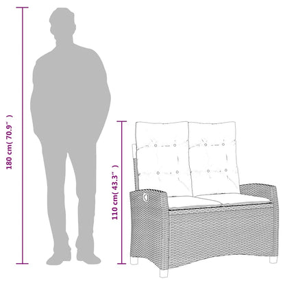 Set da Pranzo da Giardino 2 pz con Cuscini in Polyrattan Grigio | homemem39