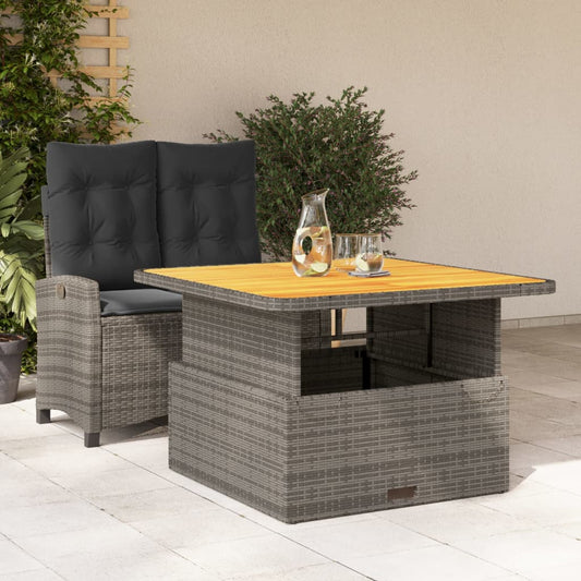 Set da Pranzo da Giardino 2 pz con Cuscini in Polyrattan Grigio - homemem39
