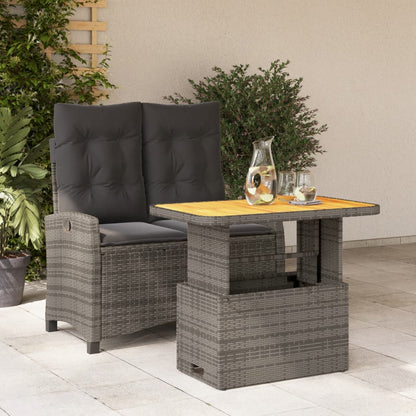 Set da Pranzo da Giardino 2 pz con Cuscini in Polyrattan Grigio - homemem39